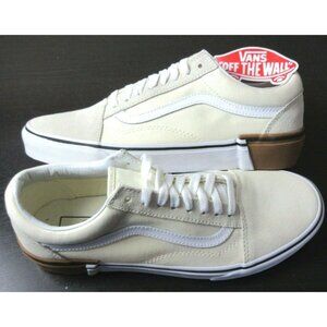 Vans Women's Old Skool Gum Block Classic White Canvas Suede shoes Sizes NIB